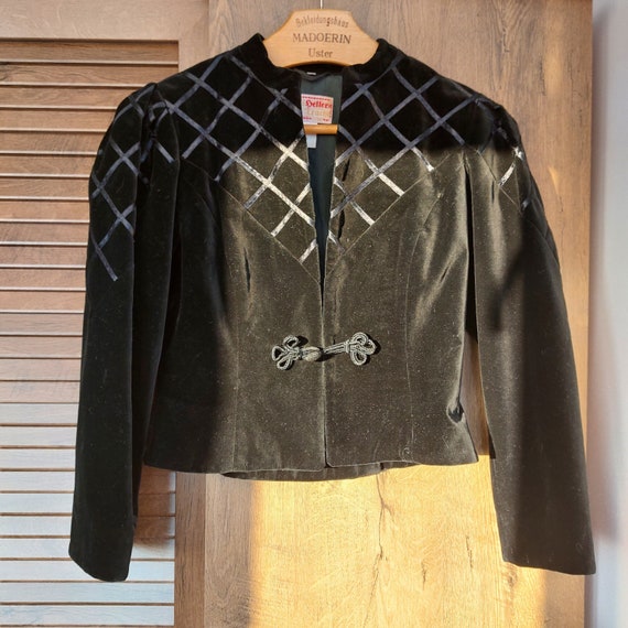 Trachten Velour Black Jacket Austrian Bavarian Ja… - image 1