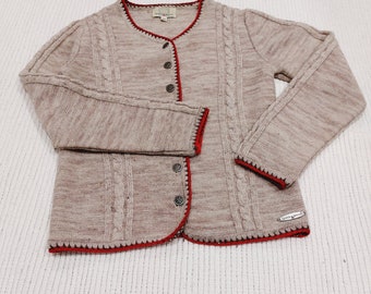 Vintage Embroidery Sweater Spieth and Wensky / Cropped Austrian Wool Cardigan / Folk Oktoberfest Button Up Sweater Size XS