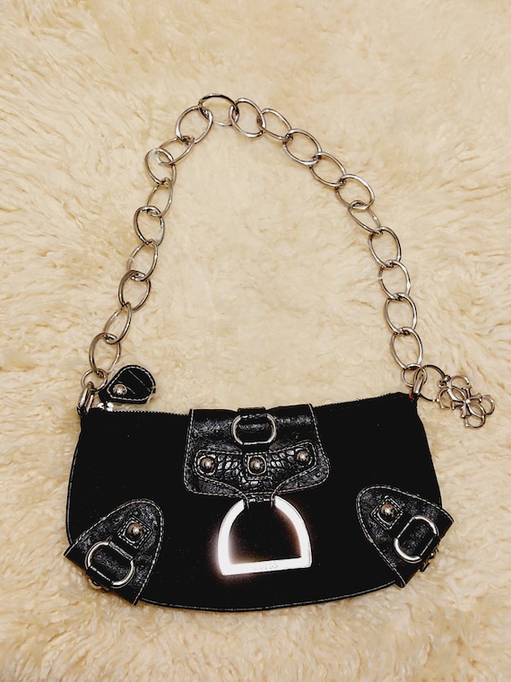 Guess black mini baguette chain shoulder bag Vint… - image 2
