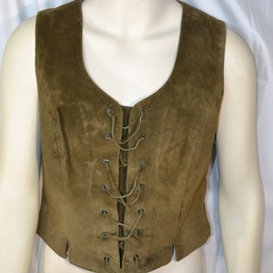 Vintage Women&#39;s Oktoberfest Suede Leather Folk Bavarian Tyrolean Edelweiss Vest Size 40