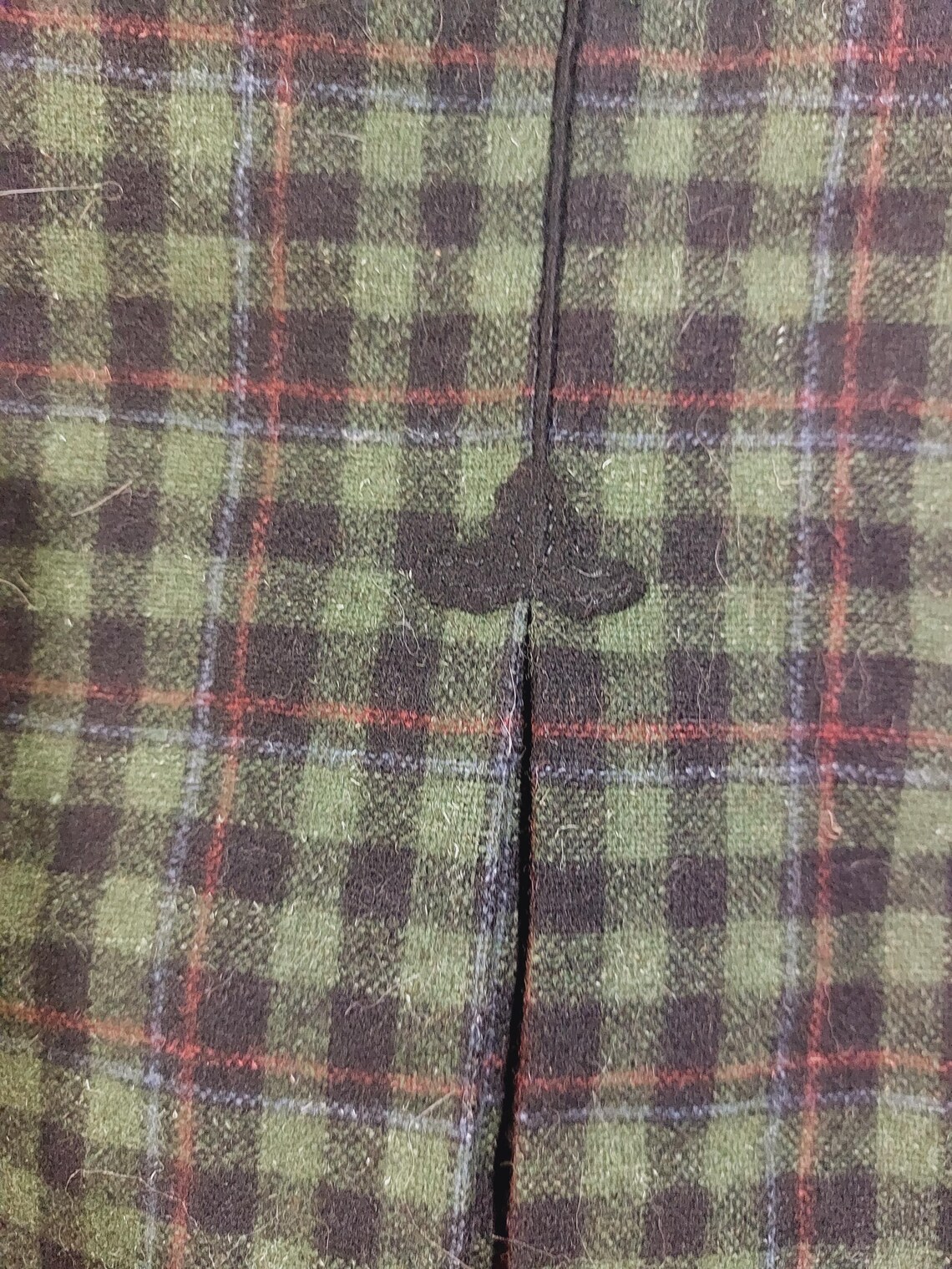 Vintage men Dirndl  Jacket Wool green moss Austrian Bavarian  Blazer Traditional Tyrolean Loden coat checkered PE-KO Chest 60 cm, photo 3 of 5