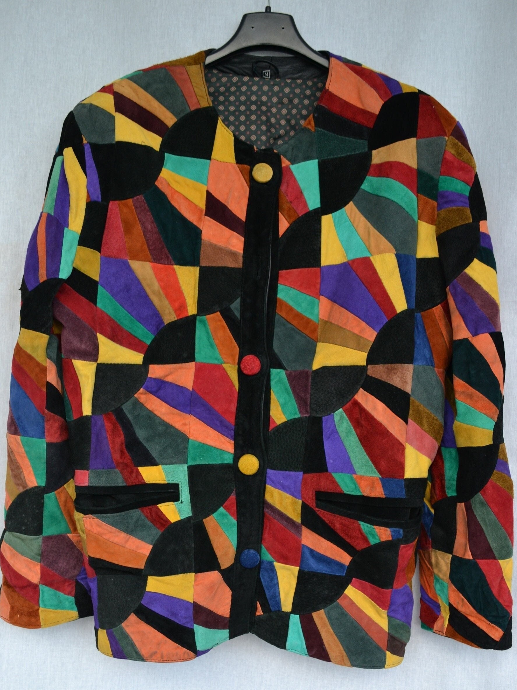 ジャケット・アウター Handmade Patchwork Leather Bomber Patchwork Leather Bomber Jacket Multicolored, Vintage 80s