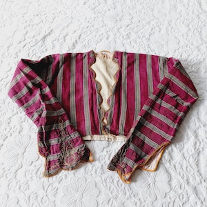 Rare Ottoman/Turkmen Multicolor Striped/20s/30s Metal Embroidery Vest Ethnic Textile Art Wear/Cropped Jacket