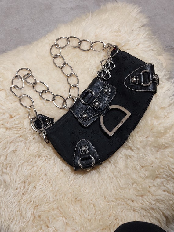 Guess black mini baguette chain shoulder bag Vint… - image 10