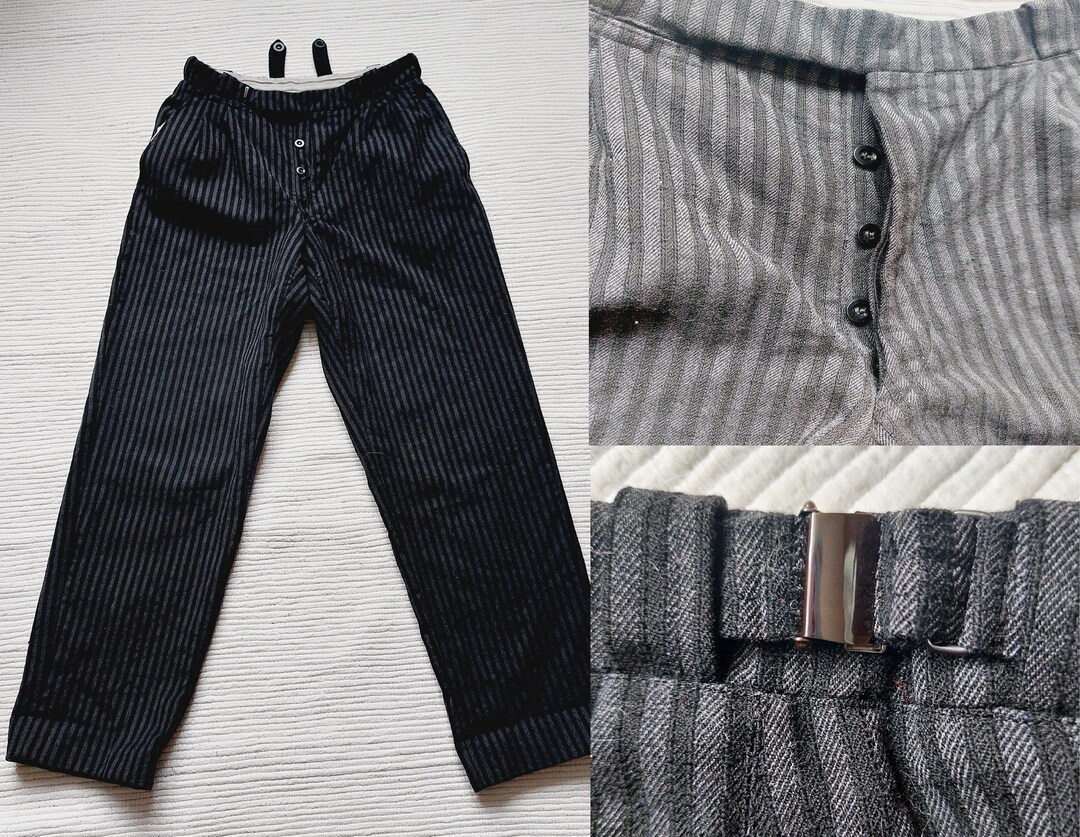 ~1940'S Stripe Pattern Two-pleat Wool Pants Men's W30 equivalent /evb009501