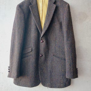 Vintage Harris Tweed Zipper Bomber Jacket Men's Small Size