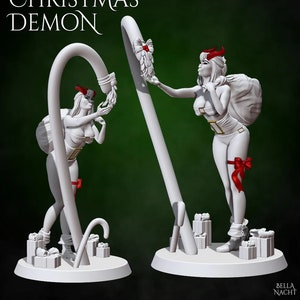 Christmas Demon - 75mm Pin-up 3D Resin Printed Miniature from Bella Nacht - Beautiful Night Gothic Series