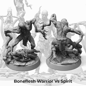 Boneflesh Warrior Versus Spirit - 3D Printed Resin Tabletop RPG Miniature