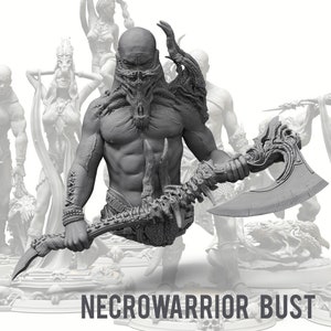 Boneflesh Necrowarrior Bust - 3D Printed Resin Tabletop RPG Miniature