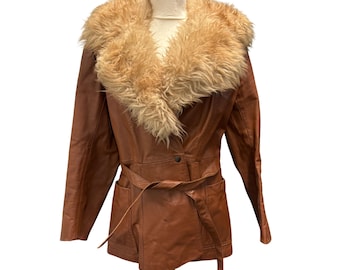 ヴィンテージブラウンスエードジャケット：レディースフェイクファー