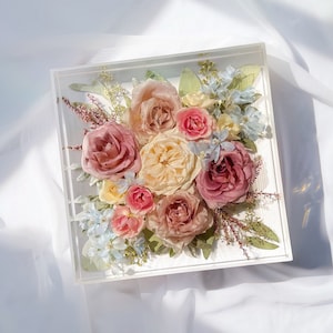 Wedding Bouquet Preservation Keepsake / Square hexagon arch shape Block / Bridal Bouquet Flowers Resin Floral Preservation / Wedding Gift image 1