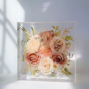 Wedding Bouquet Preservation Keepsake / Square hexagon arch shape Block / Bridal Bouquet Flowers Resin Floral Preservation / Wedding Gift image 5