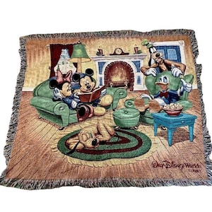 Manta tapiz acogedora para chimenea con Mickey, Minnie, Goofy, Donald y Pluto de Walt Disney World