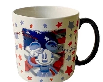 Vintage Disney World Patriotic Salute Mug - Mickey Mouse - American Tradition- Red, White & Blue - Disneyana