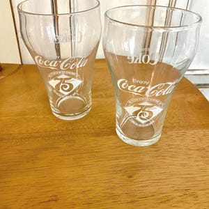 Vintage 75th Anniversary Coke Glasses (1902-1977) - Set of 2 - Florida and Mobile AL Bottling Companies