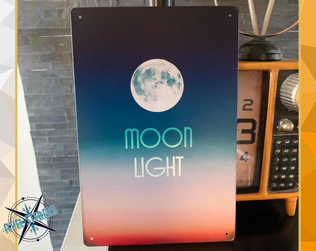 Plaque Métal Déco, Style Vintage, 20x30cm - Moon Light
