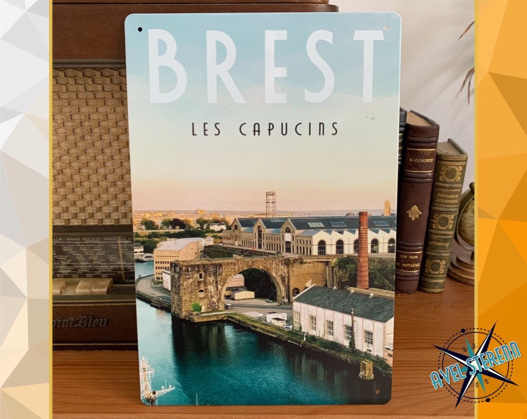 Plaque Métal Déco, Style Vintage, 20x30cm - Brest Les Capucins