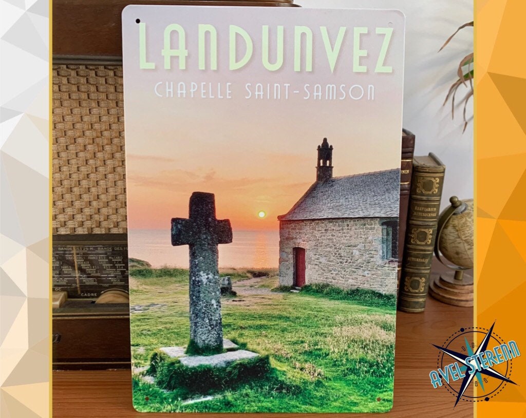 Plaque Métal Déco, Style Vintage, 20x30cm - Landunvez Bretagne