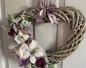 Purple Lily Heart Wreath