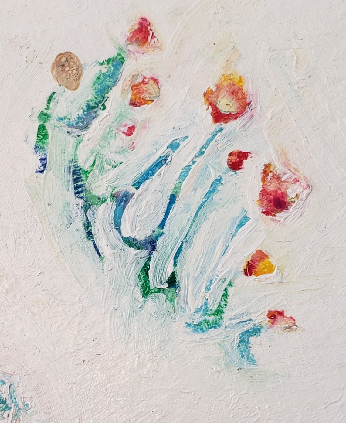 Waltzing Bubbles Colorful Oil Pastel on Watercolor Paper 15 X 11