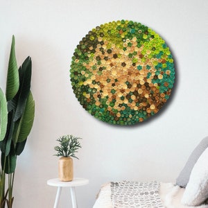 Spring Awakening Wood Mosaic Unique Abstract Round Wall Decor | Natural Vibes 3D Wood Spirals Modern Wall Sculpture | Acoustic Panel Wallart