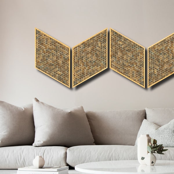 Wooden Diamond Unique 3D Wall Decor | Reclaimed Wood Curls Wall Sculpture | Modern Rustic Wall Art | Minimalist Acoustic Sound Diffuser