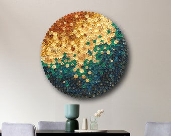 Handmade Wooden Mosaic Wall Art - Tropical Coastal Decor