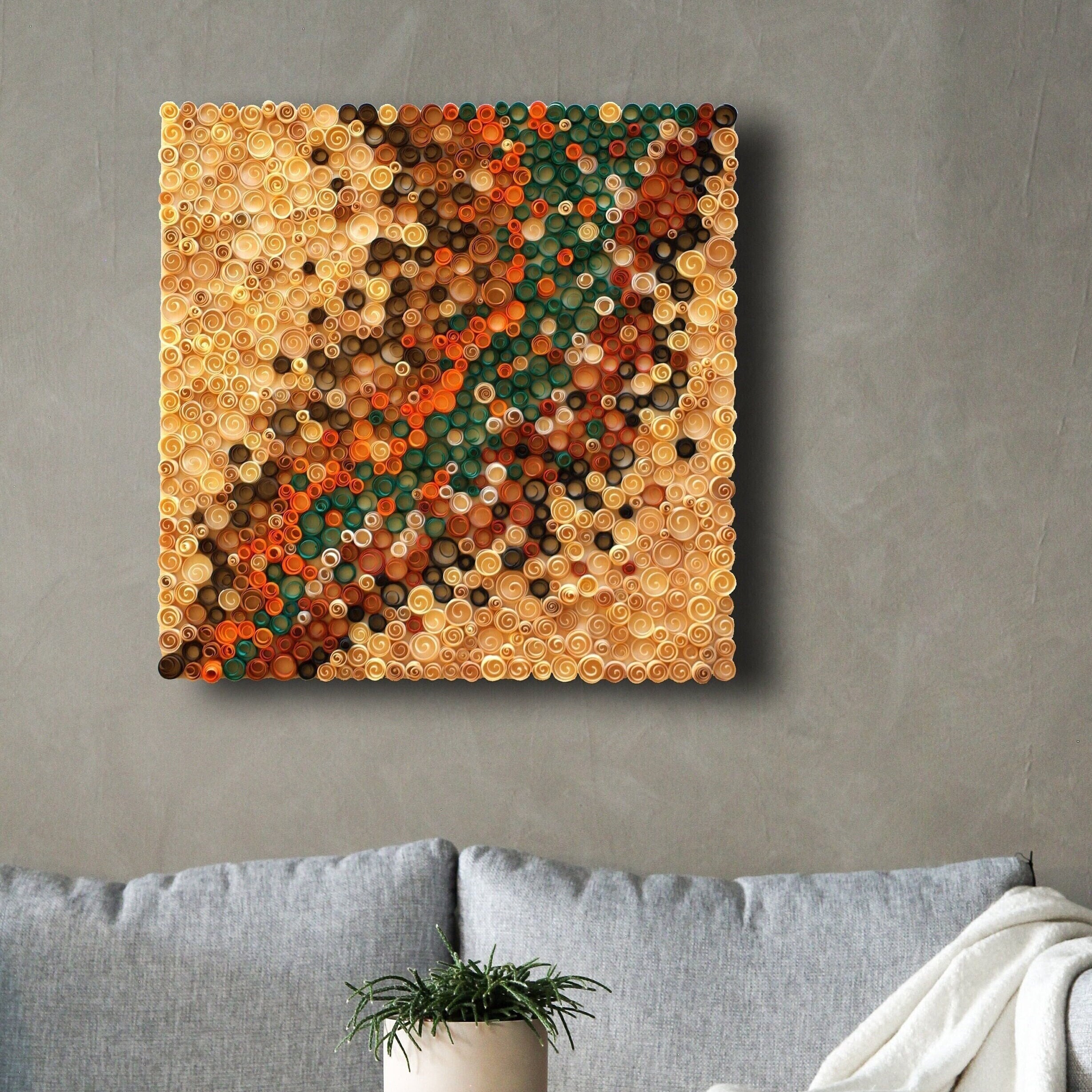 Handmade Geology Inspired Wood Curl Mosaic Decor - 3D Unique Abstract Wall Art