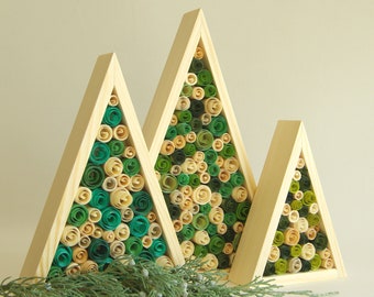 Handmade Reclaimed Wood Christmas Trees Set of 3 - Nordic Holiday Decor