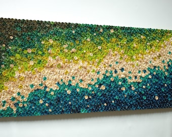 Turquoise & Green Shades Oversize Wooden Mosaic Wall Art - Tropical Coast 3D Sound Diffuser