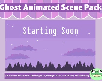 Twitch Animated Scene Pack, 3 Animated scenes, Thanks For Watching, Be Right Back, and Starting Soon