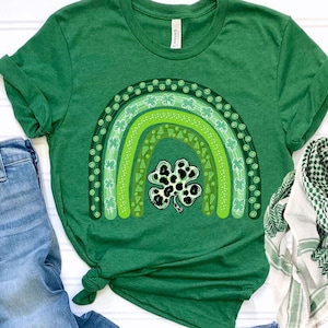 Shamrock Leopard Rainbow St Patrick's Day T-Shirt | Vintage St Patricks Day Shirt | Cute St Paddys Tee | Gift For BFF | Unisex Shirt