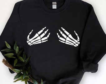 Halloween Sweatshirt, Skeleton Hands Sweatshirt, Unisex Sweatshirt, Funny Halloween T-Shirt