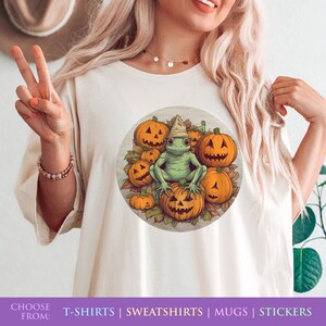 Retro Frog Shirt, Pumpkin Frog Shirt, Cottagecore Toad T-shirt, Goblincore Clothing, Cottagecore Shirt, Frog Lover shirt, Halloween
