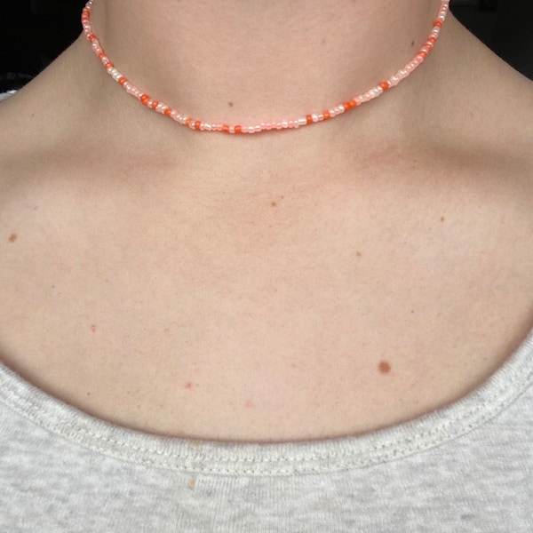 ORANGE SHERBERT necklace choker with or without matching earrings. gift for mom, sister, girlfriend, aunt, best friend, trendy jewelry