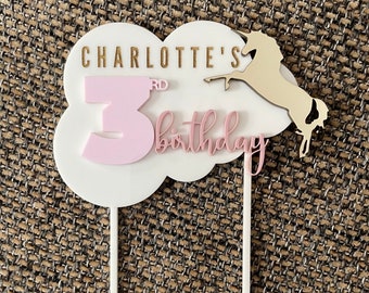 Unicorn Cloud 3D Cake Topper, Custom with Name & Age in Acrylic!