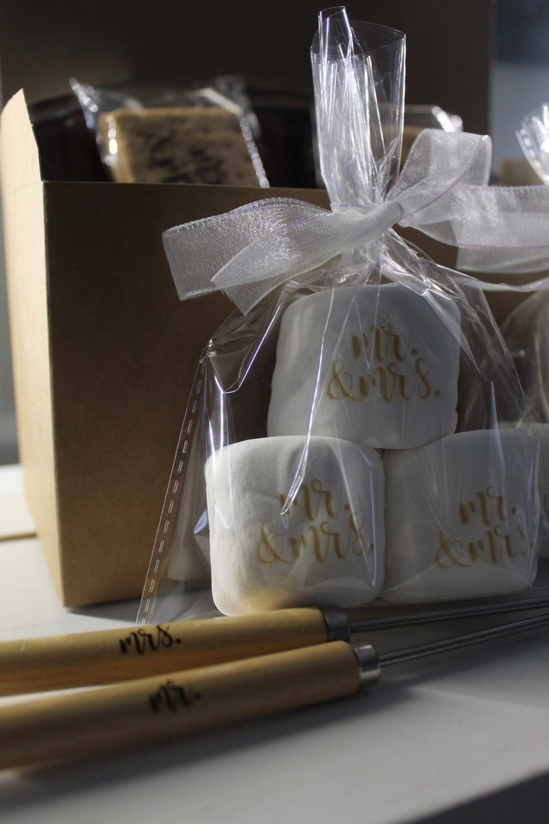 Custom Bridal Shower Engraved S'mores Gift Set with Engraved Roasting Sticks image 2