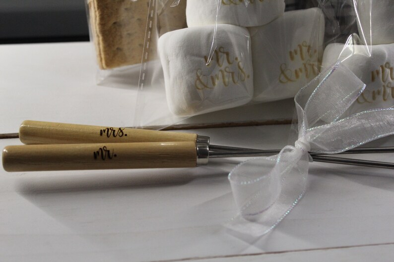 Custom Bridal Shower Engraved S'mores Gift Set with Engraved Roasting Sticks image 7