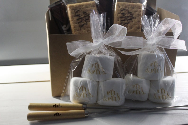 Custom Bridal Shower Engraved S'mores Gift Set with Engraved Roasting Sticks image 4