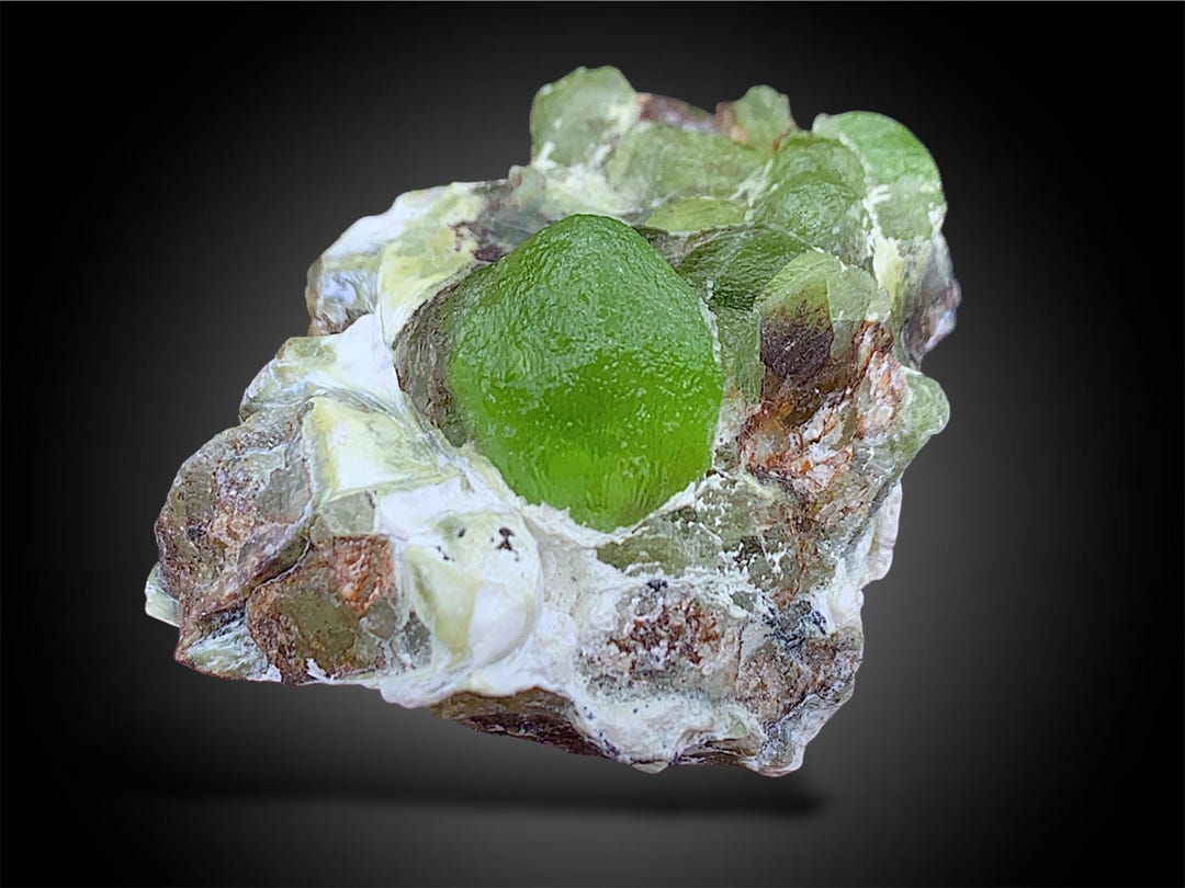 Green Peridot Crystal on Matrix: Natural Mineral Specimen, Pakistan - Etsy