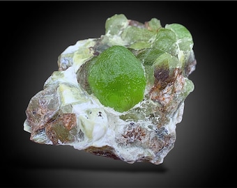 42.9 Gram Peridot Crystal on Matrix, Green Peridot Mineral specimen, Natural Peridot Crystal,Healing Crystal, Raw Peridot, Thumbnail Size