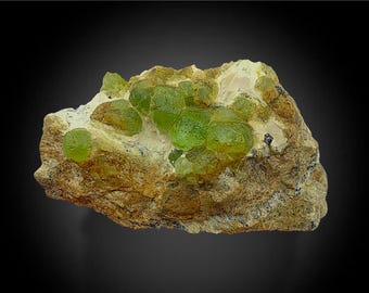 60 Gram Peridot Crystal on Matrix, Green Peridot Mineral specimen, Natural Peridot Crystal,Healing Crystal, Raw Peridot Stone Specimen