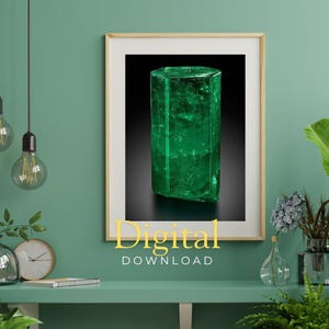 Emerald Crystal Art Print: Green Gemstone Wall Decor (PDF File)