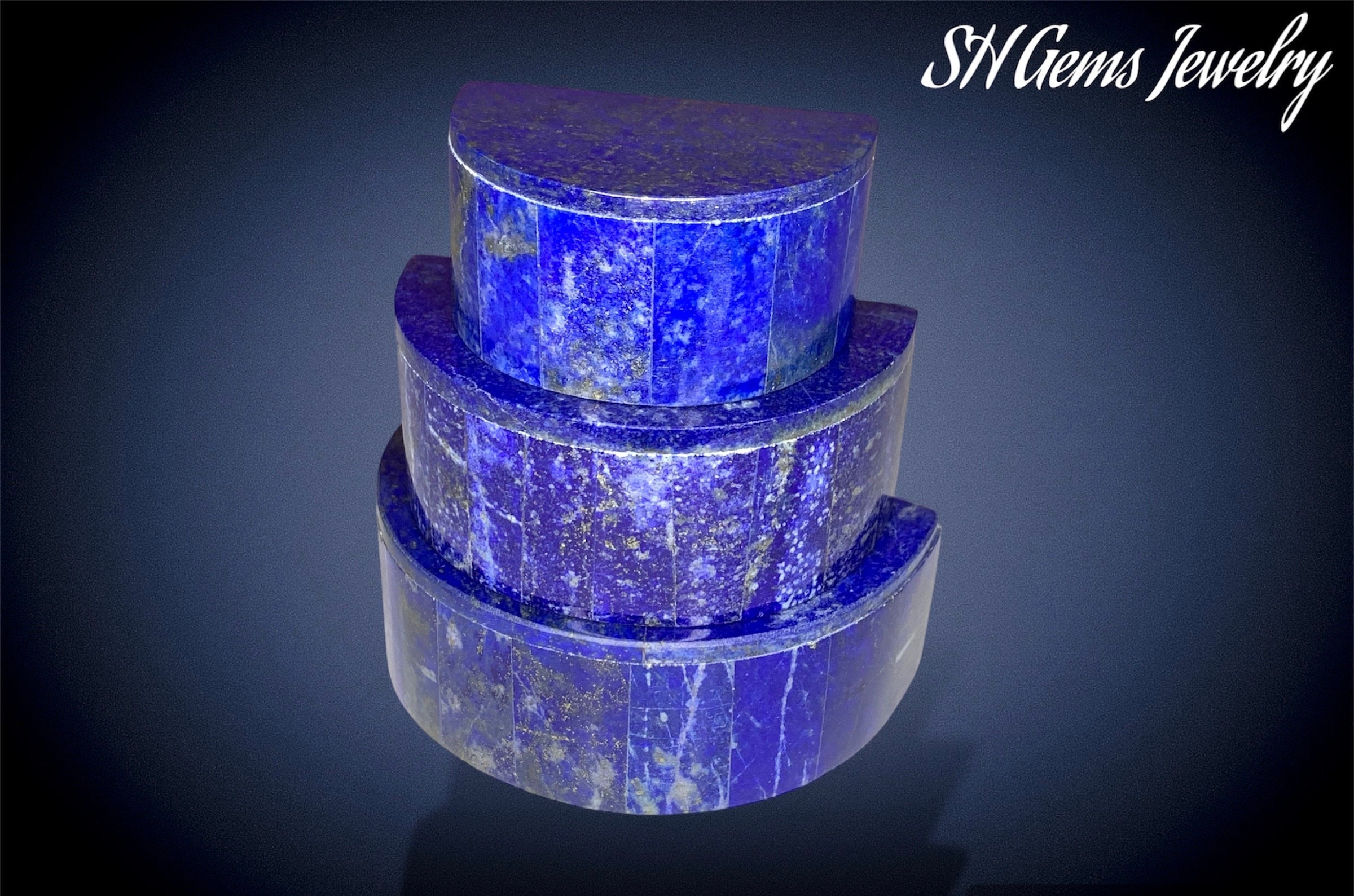Lapis Lazuli Jewelry Box: Natural Gemstone Storage, Afghanistan Origin