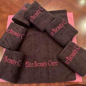 Hair Salon Towels, Hair, Black Towels, Embroidery, Customized, Beauty Salon Towels, Cotton, Absorbent towels, Beauty Salon, Personalized