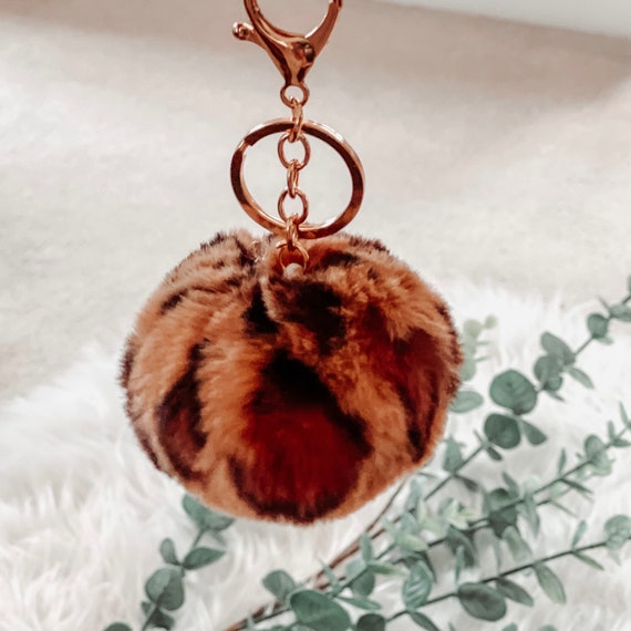 animal pom pom keychain