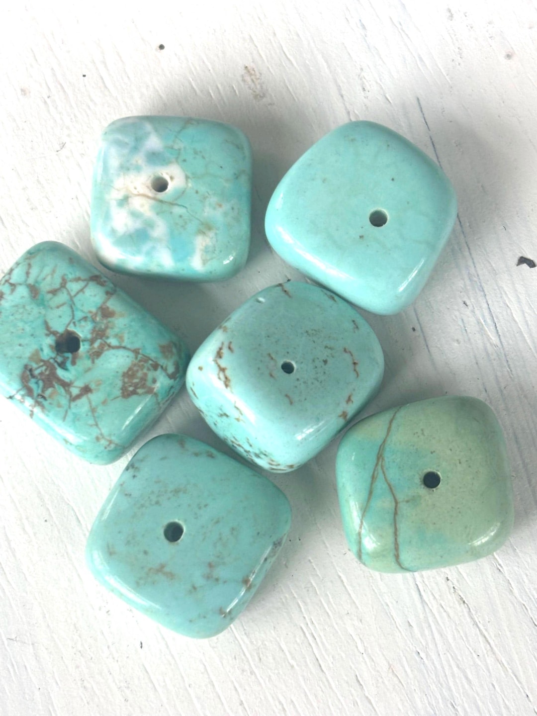 Dyed Howlite Turquoise Blue Pebble Beads (x6) - Etsy