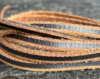 5 mm Flache Wildlederkordel, zwei getönt Schwarz / Braun, Lederarmband Kordel, vorgeschnittene Stücke, Schmuckherstellung
