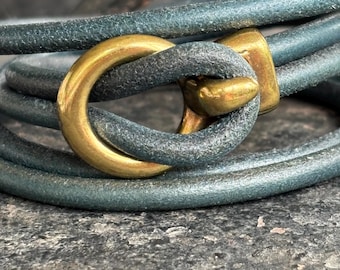 Cierre de gancho todo en uno, cierre de gancho abierto para cuero redondo de 5 mm, cierre de pulsera de oro antiguo, cierre de pulsera de cuero, accesorios de pulsera de oro