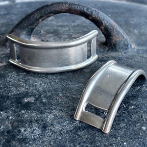 Curved Bracelet Bar for Flat Leather, Long Silver Cuff, Metal Bracelet Base, Jewelry Making Supplies, DIY Leather Bracelets